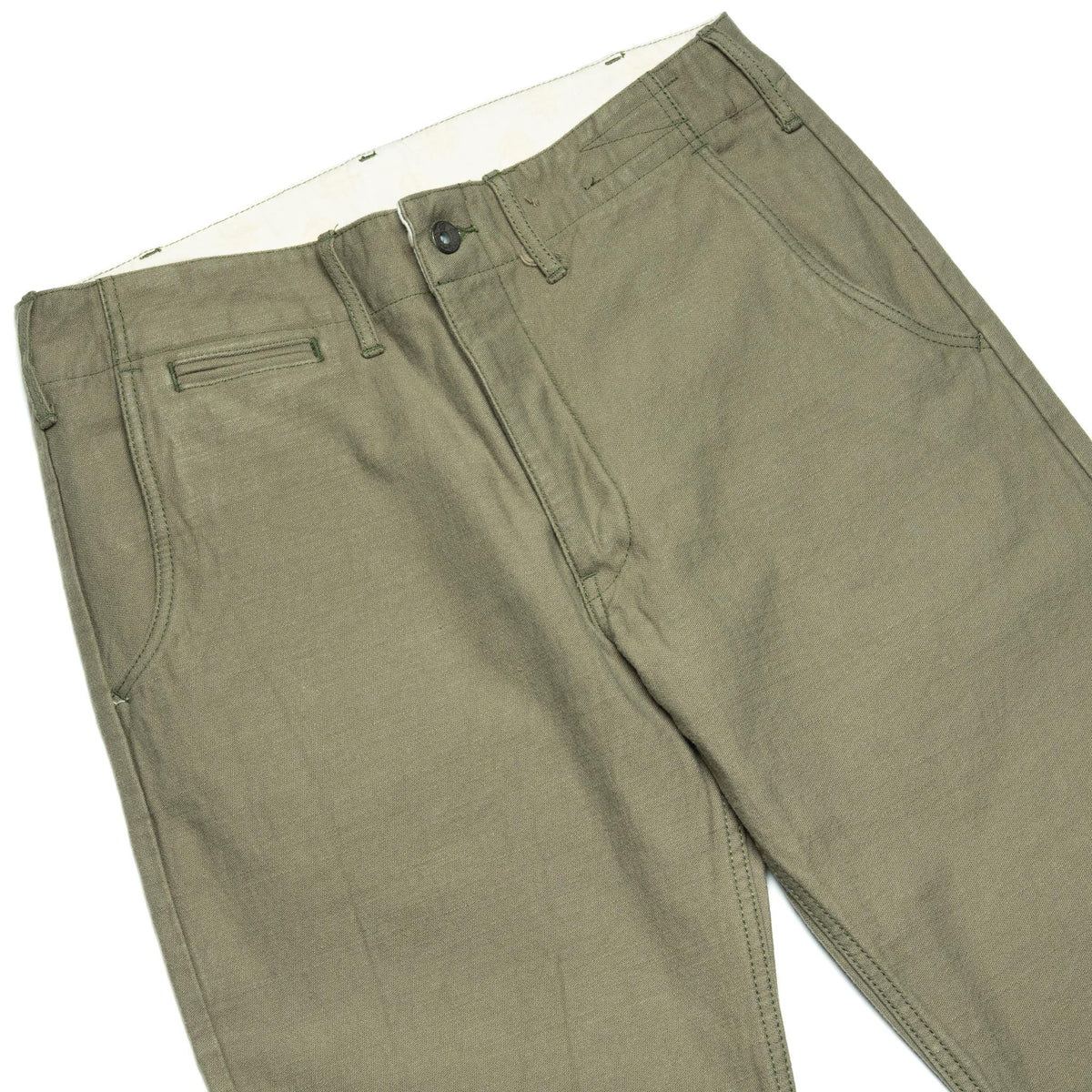 SJ42BP 15oz Heavy Back Satin Trousers - Olive
