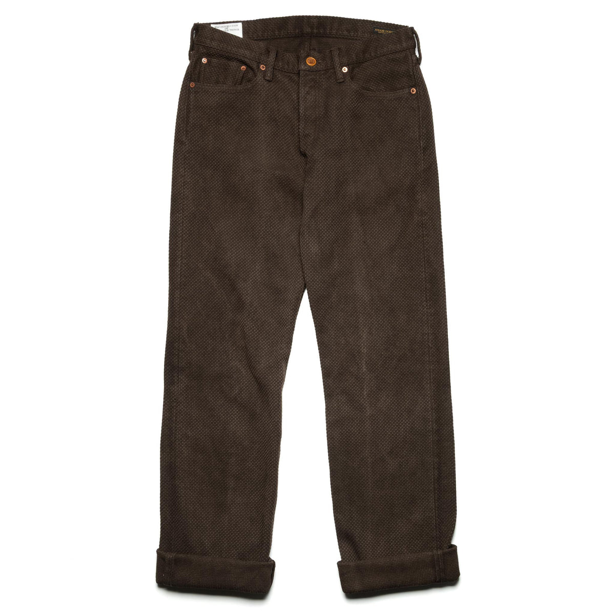1914W Amami Mud-Dyed 17oz Sashiko Jeans Regular Straight - Dark Brown
