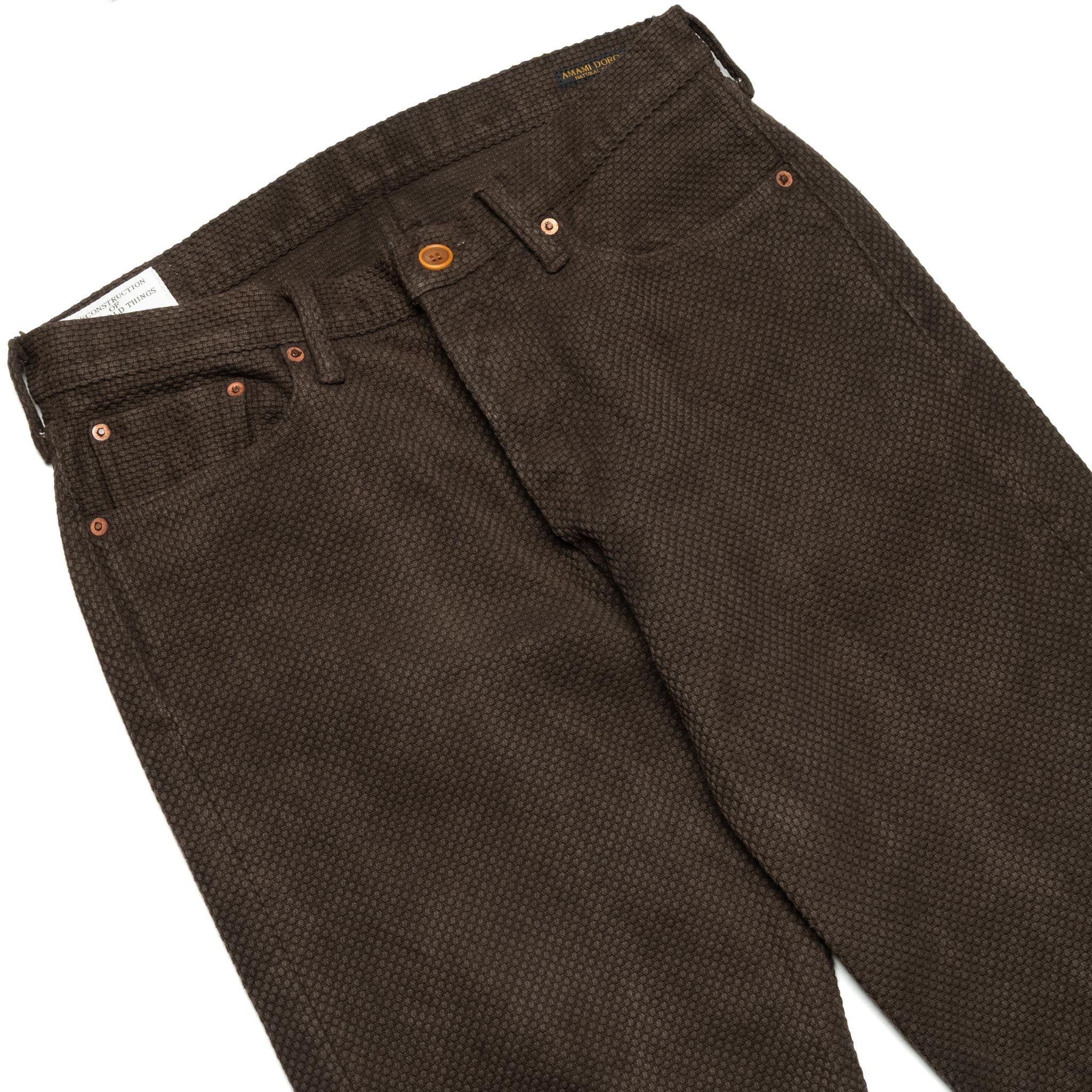 1914W Amami Mud-Dyed 17oz Sashiko Jeans Regular Straight - Dark Brown