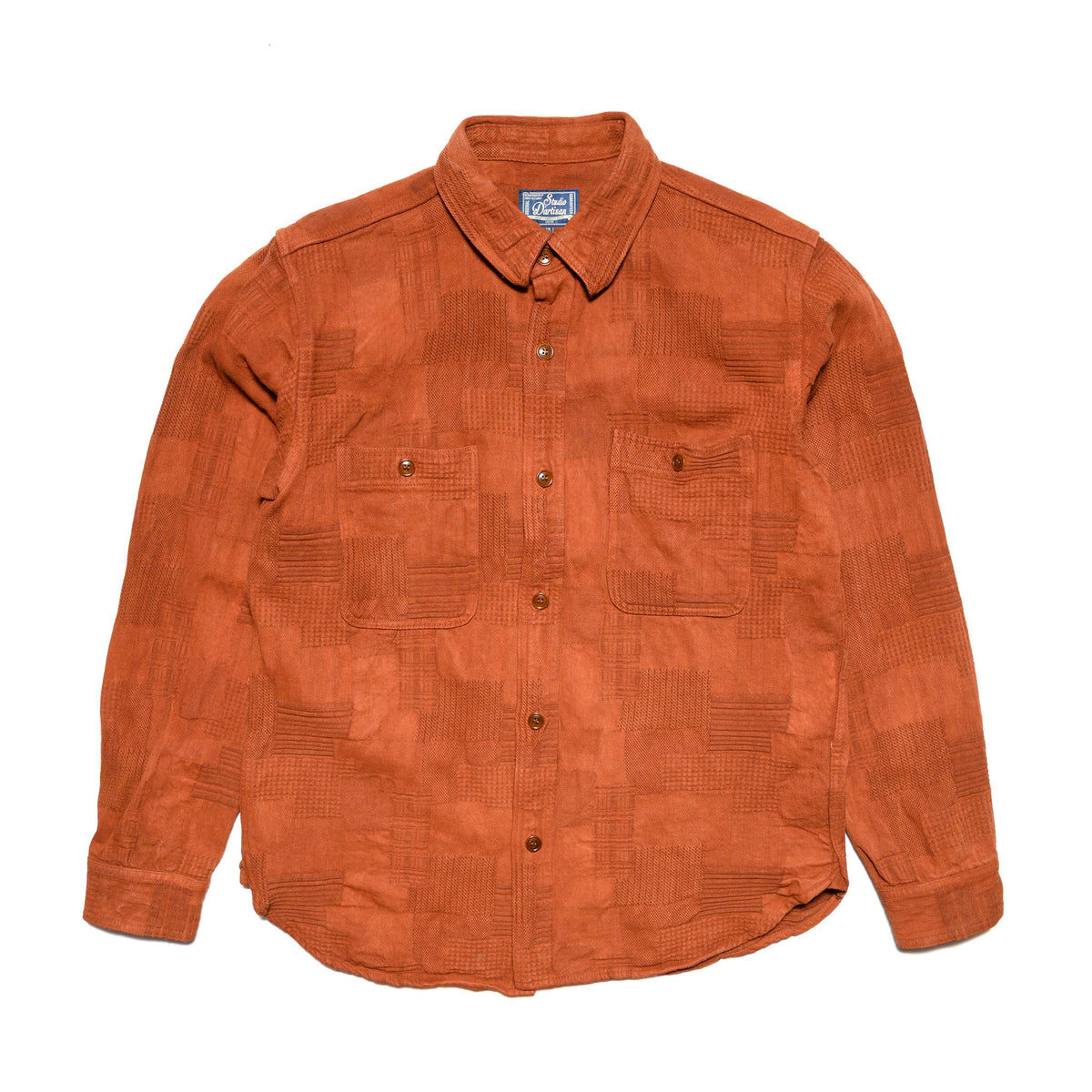 5717 "Amami Dorozome" Boro Jacquard Shirt - Brown