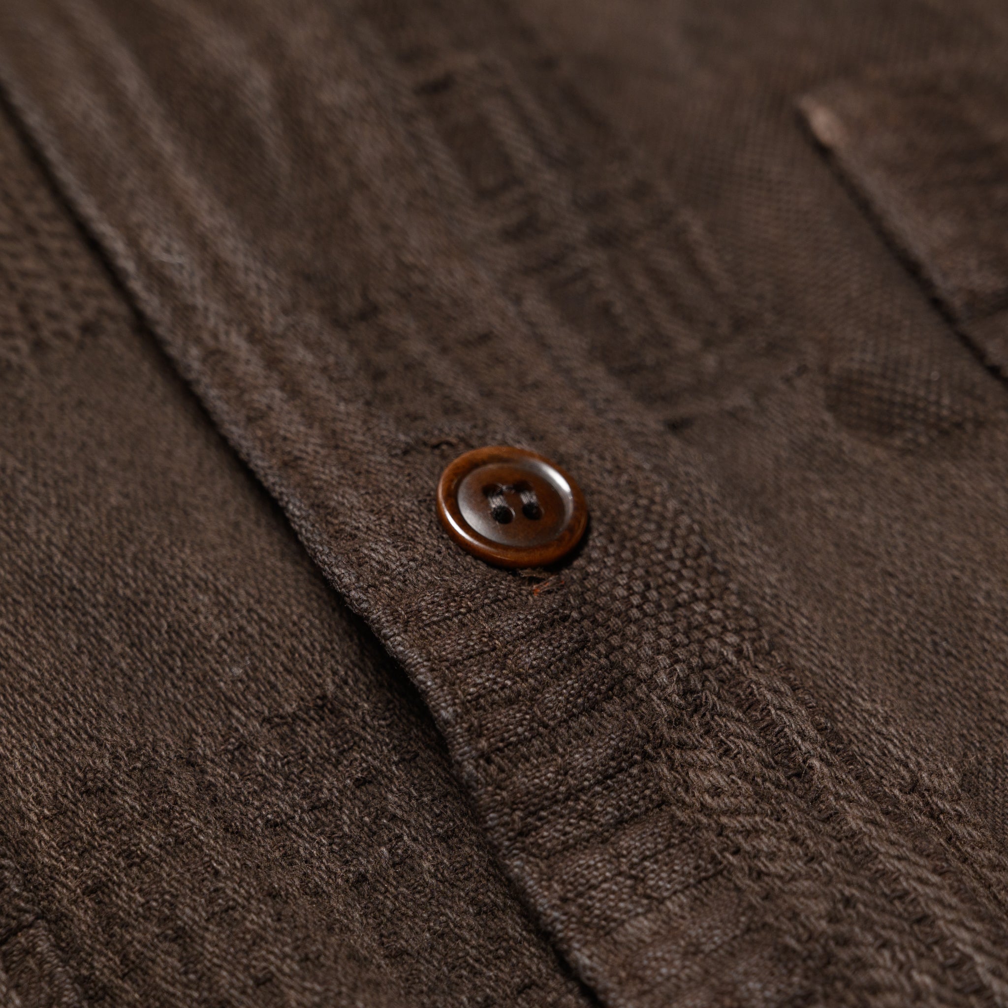 5717 "Amami Dorozome" Boro Jacquard Shirt - Dark Brown