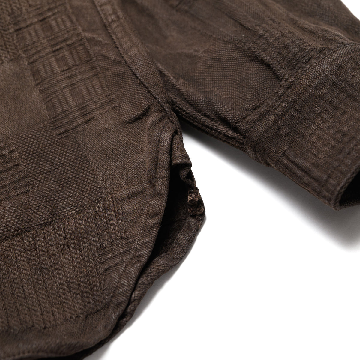 5717 "Amami Dorozome" Boro Jacquard Shirt - Dark Brown