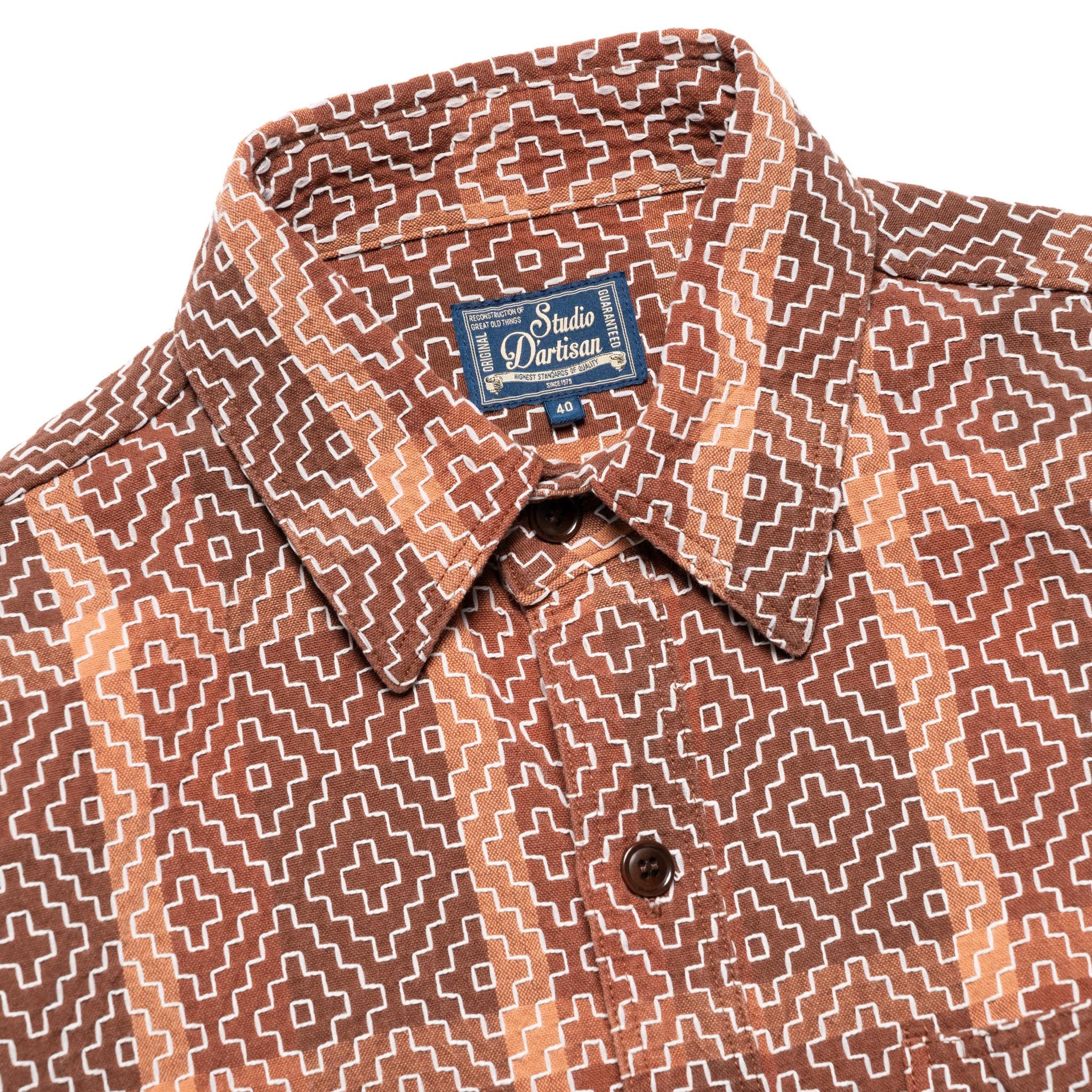 5726 Kakishibu Noragi Sashiko Work Shirt - Khaki