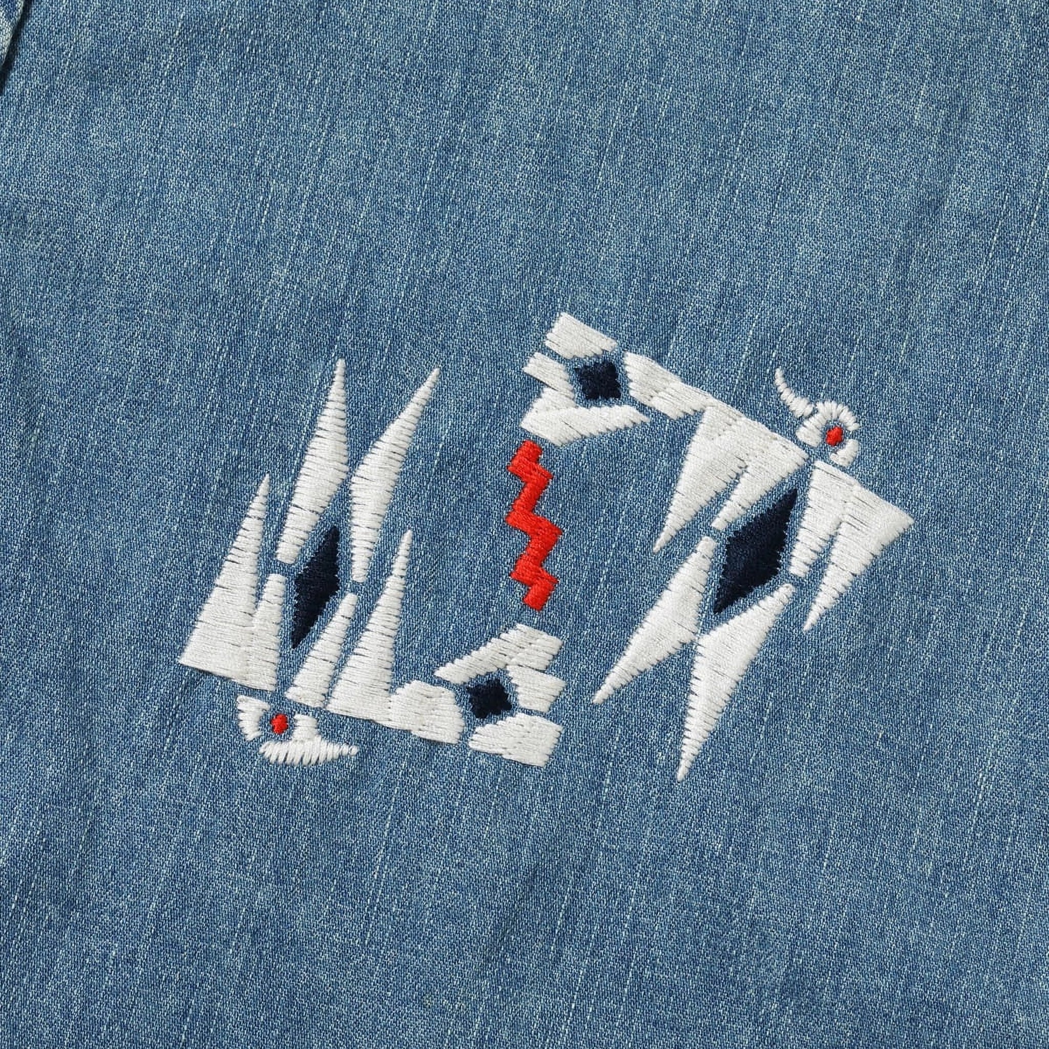 SC29473 Blue Denim Western Shirt Aged Model Embroidered