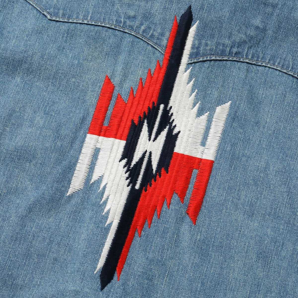 SC29473 Blue Denim Western Shirt Aged Model Embroidered