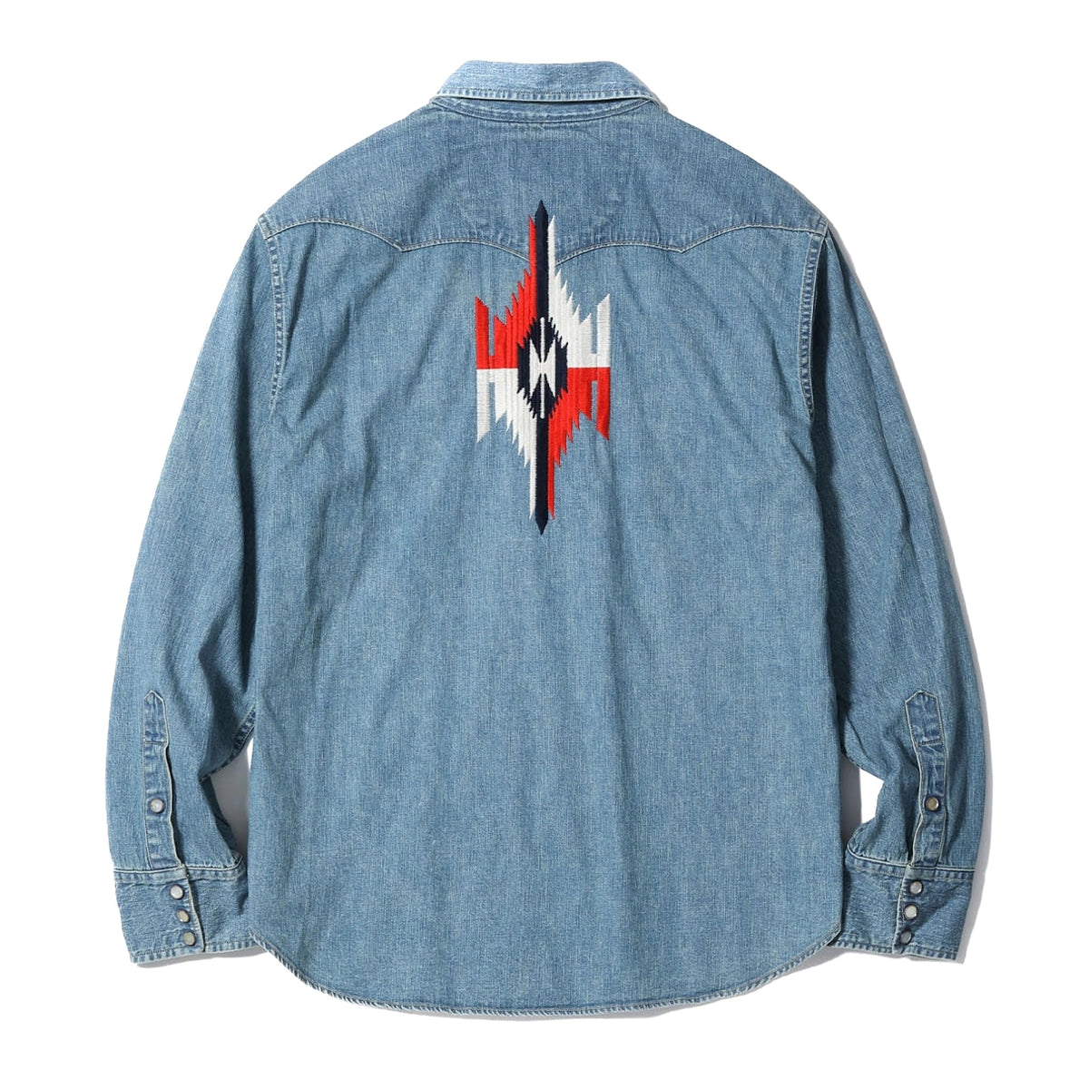 SC29473 Blue Denim Western Shirt Aged Model Embroidered