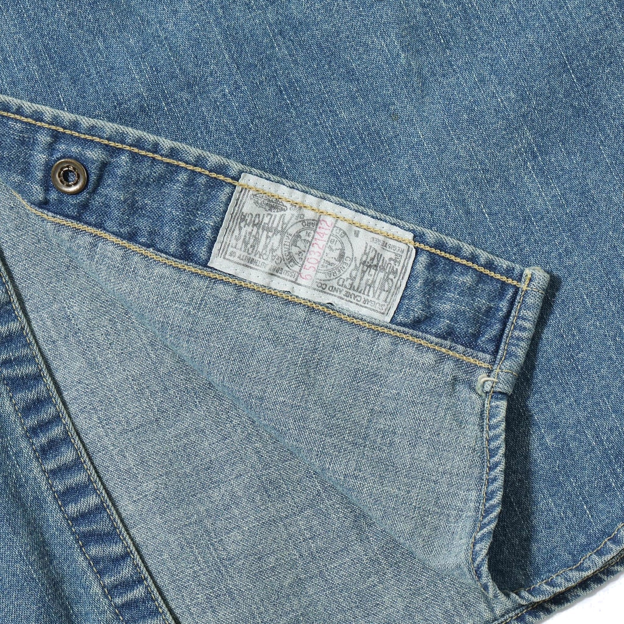 SC29473 Blue Denim Western Shirt Aged Model Embroidered