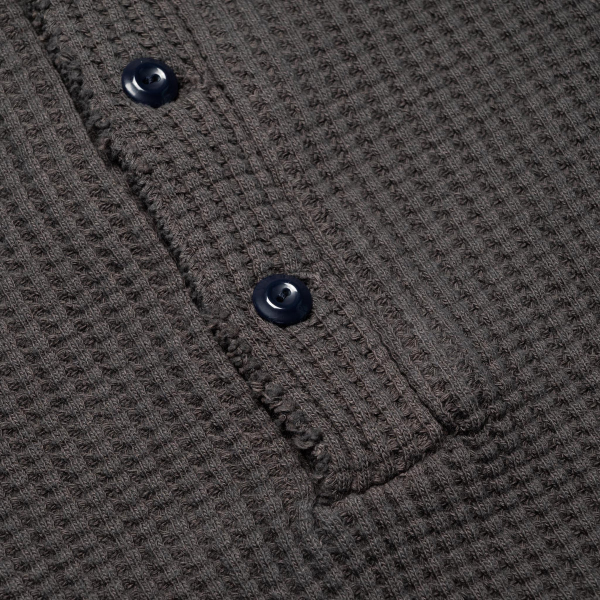 Big Waffle Henley - Steel Gray